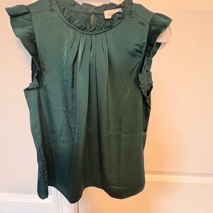 Evereve Teal Flutter Sleeve Blouse